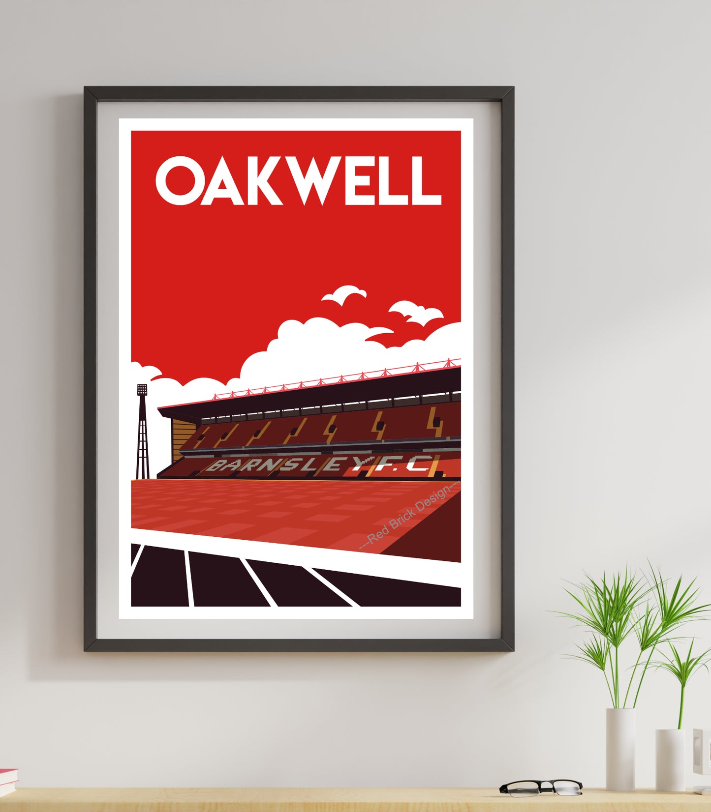 Barnsley FC Oakwell Retro Design Football Stadium Art Print Poster artwork