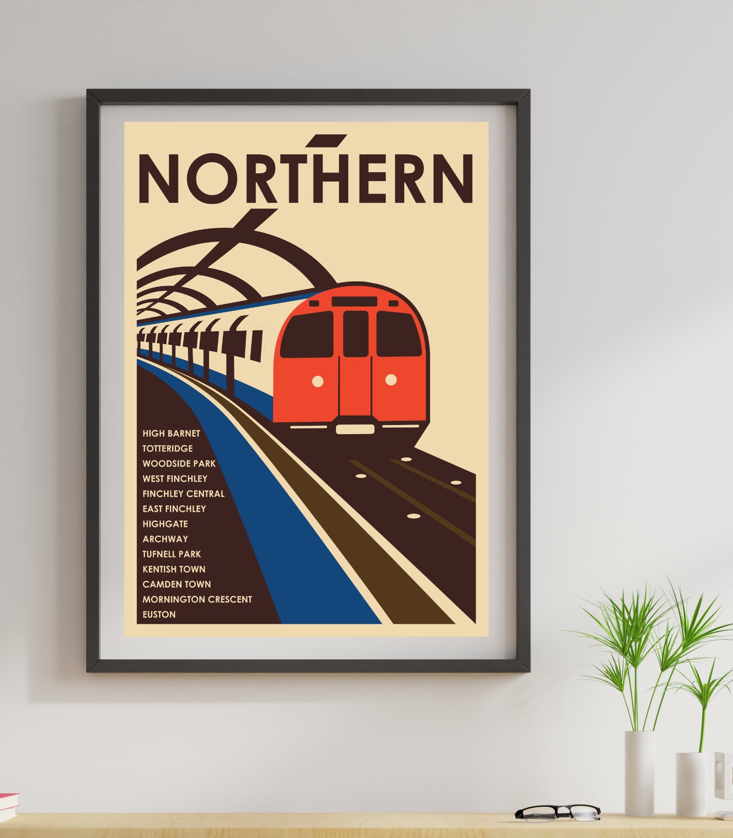 Northern Line (North - High Barnet) London Underground Tube vintage style art print poster