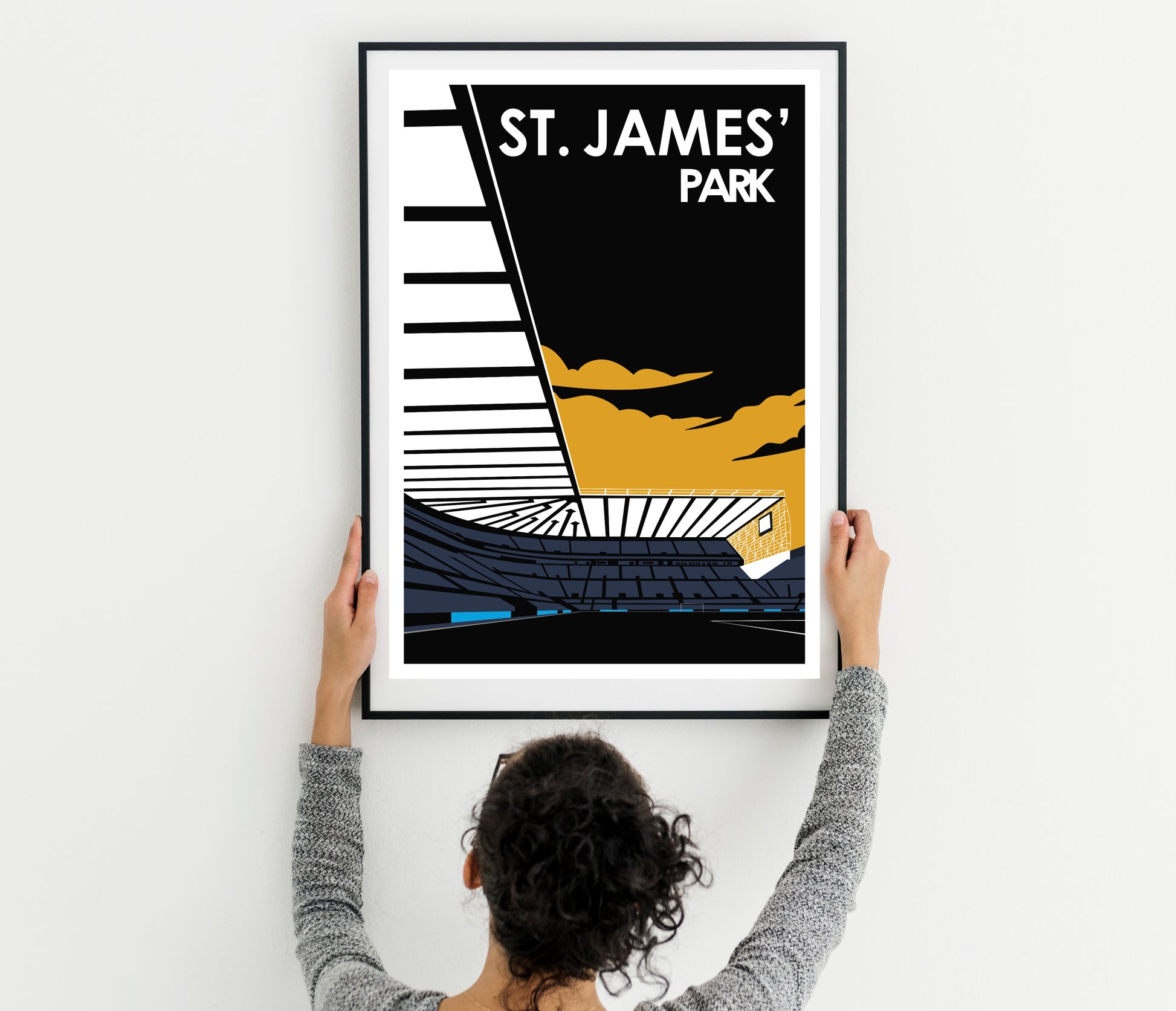 Newcastle United St James' Park Retro Style Art Print Poster home decor