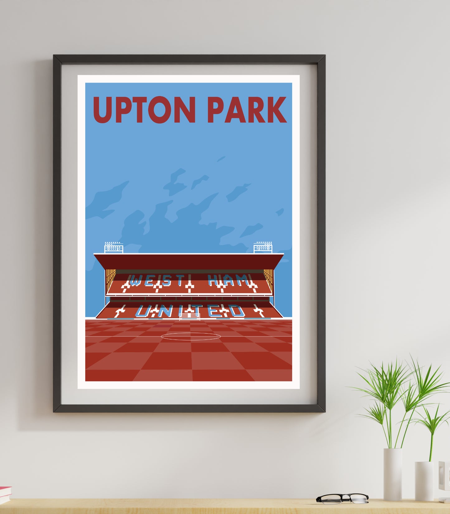 Upton Park, West Ham United: Retro Style Art Print Poster art deco style