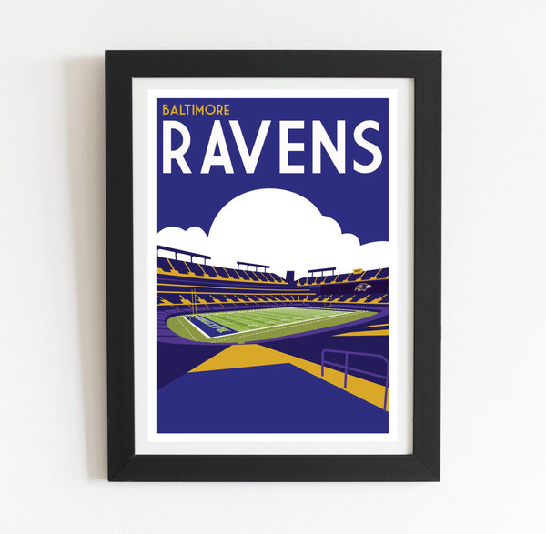 a framed poster of baltimore ravens stadium