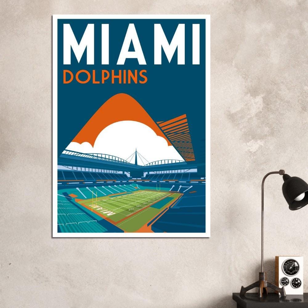 Miami Dolphins Stadium - Retro art print poster