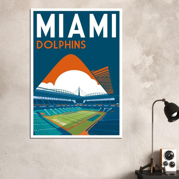 Miami Dolphins Stadium - Retro art print poster