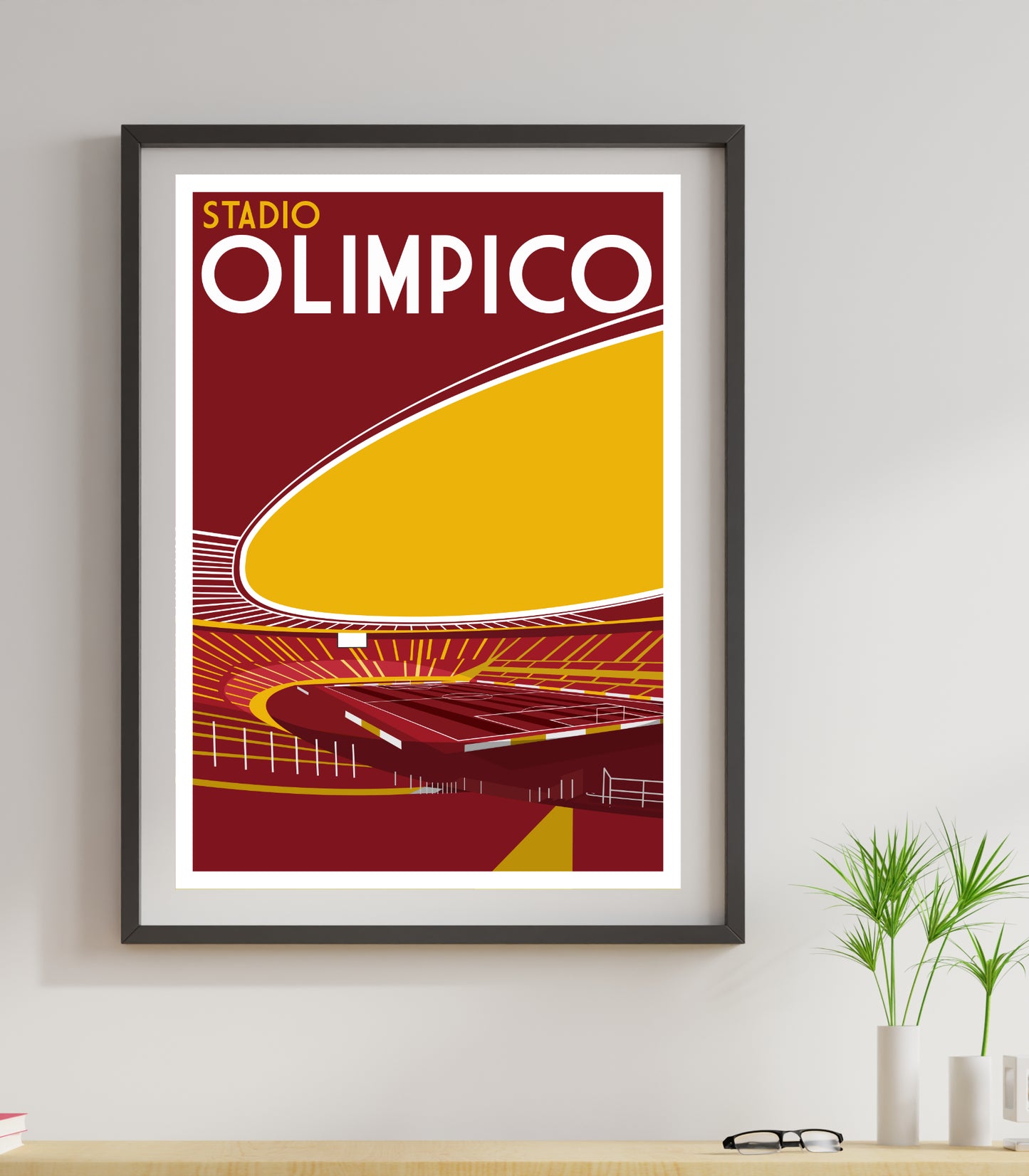 Stadio Olimpico Roma FC Retro Art Print Poster