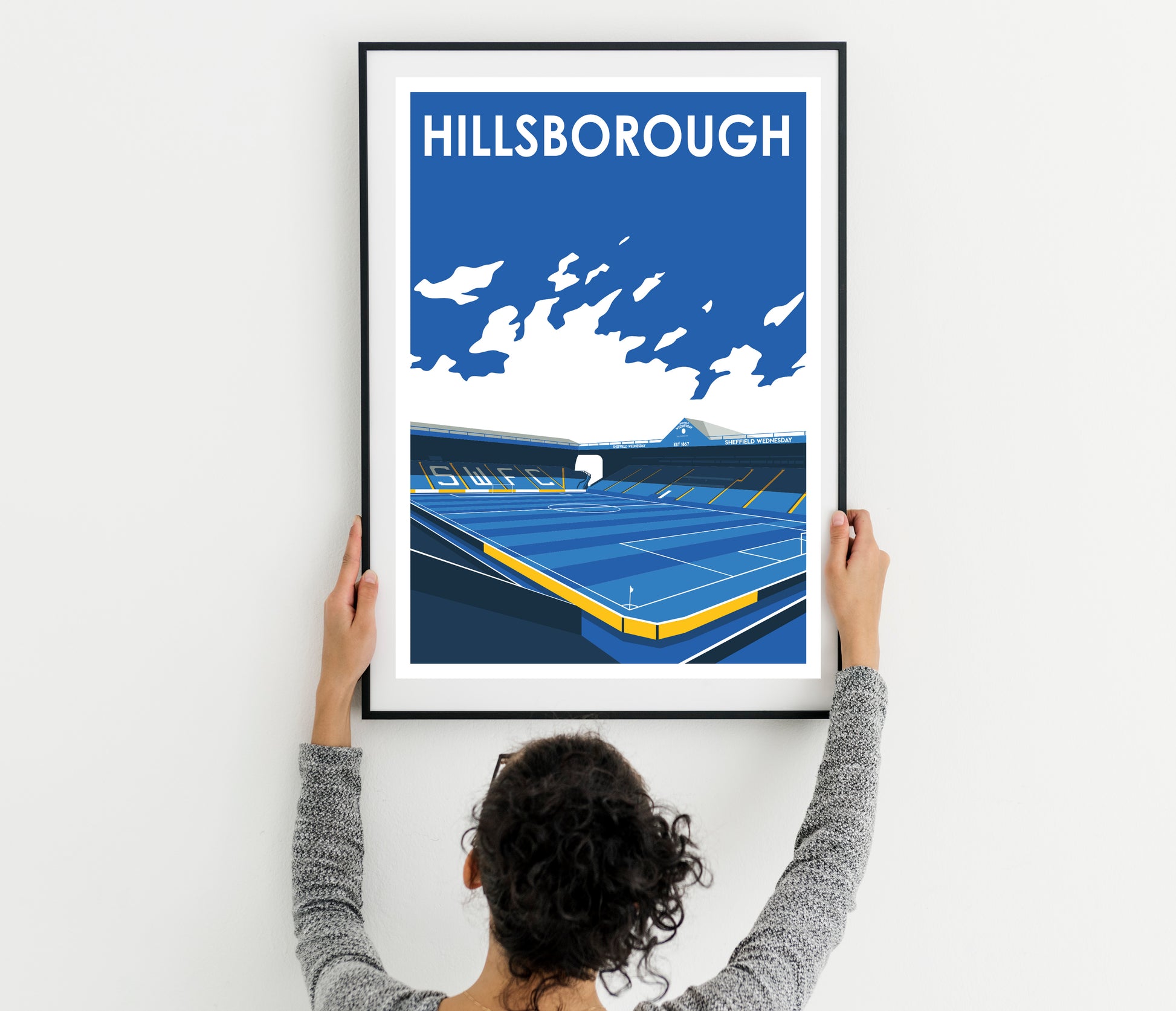 Sheffield Wednesday, Hillsborough Retro Art Print Poster home decor art deco vintage style