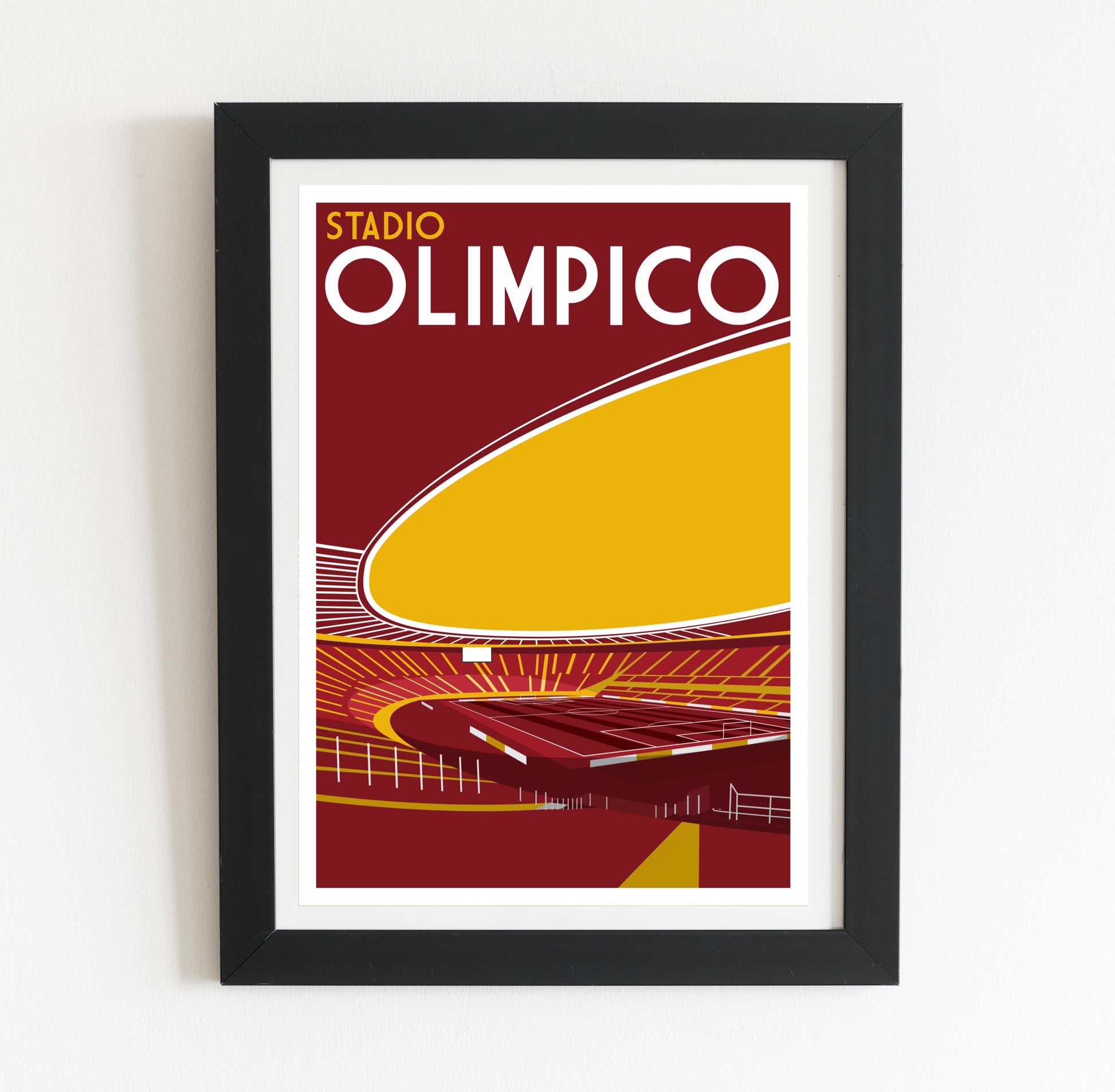 a framed poster of a stadium with the name stadio olimpico