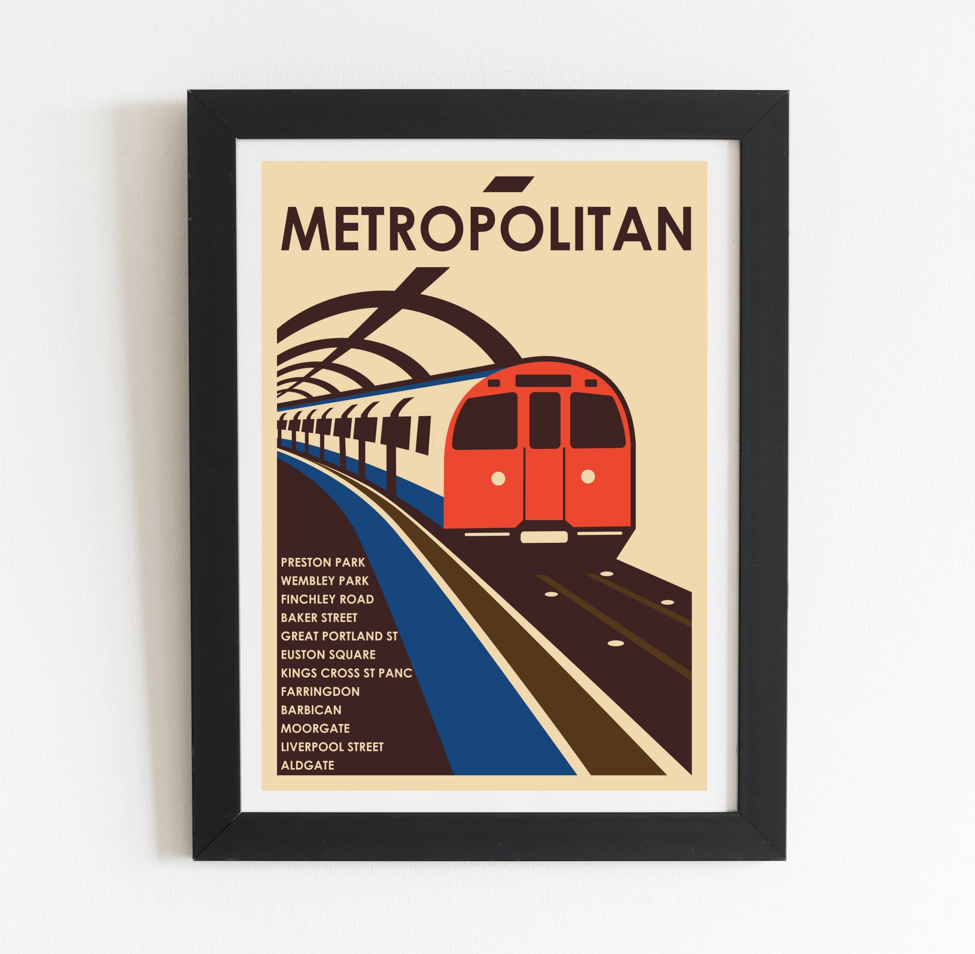 Metropolitan line tube train retro poster