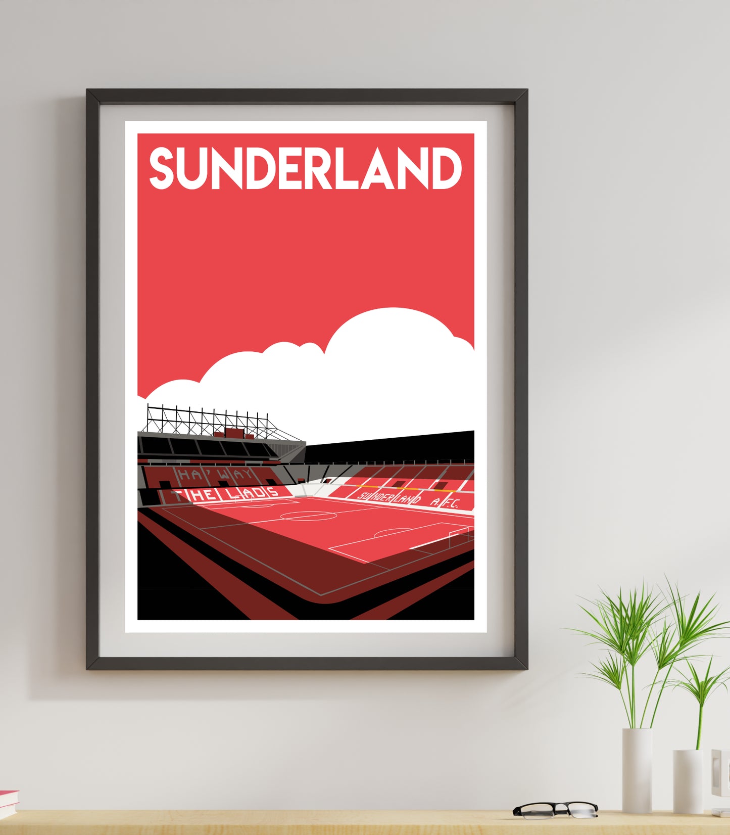 Sunderland FC: Stadium of Light Retro Art Print Poster home decor artwork