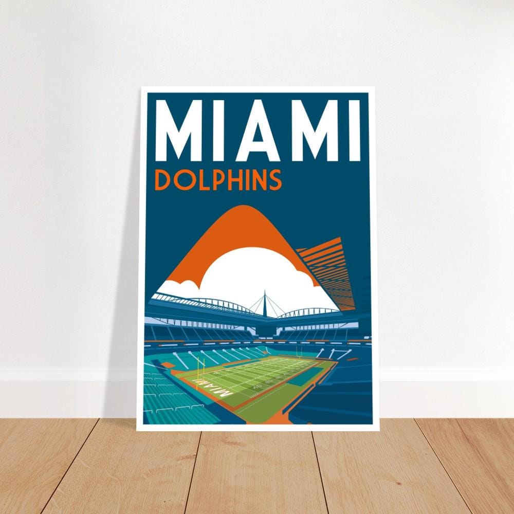 Miami Dolphins Stadium - Retro art print poster