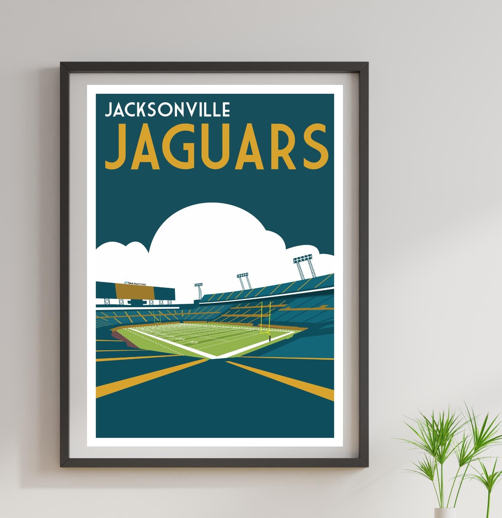 a poster of a stadium with a tennis court