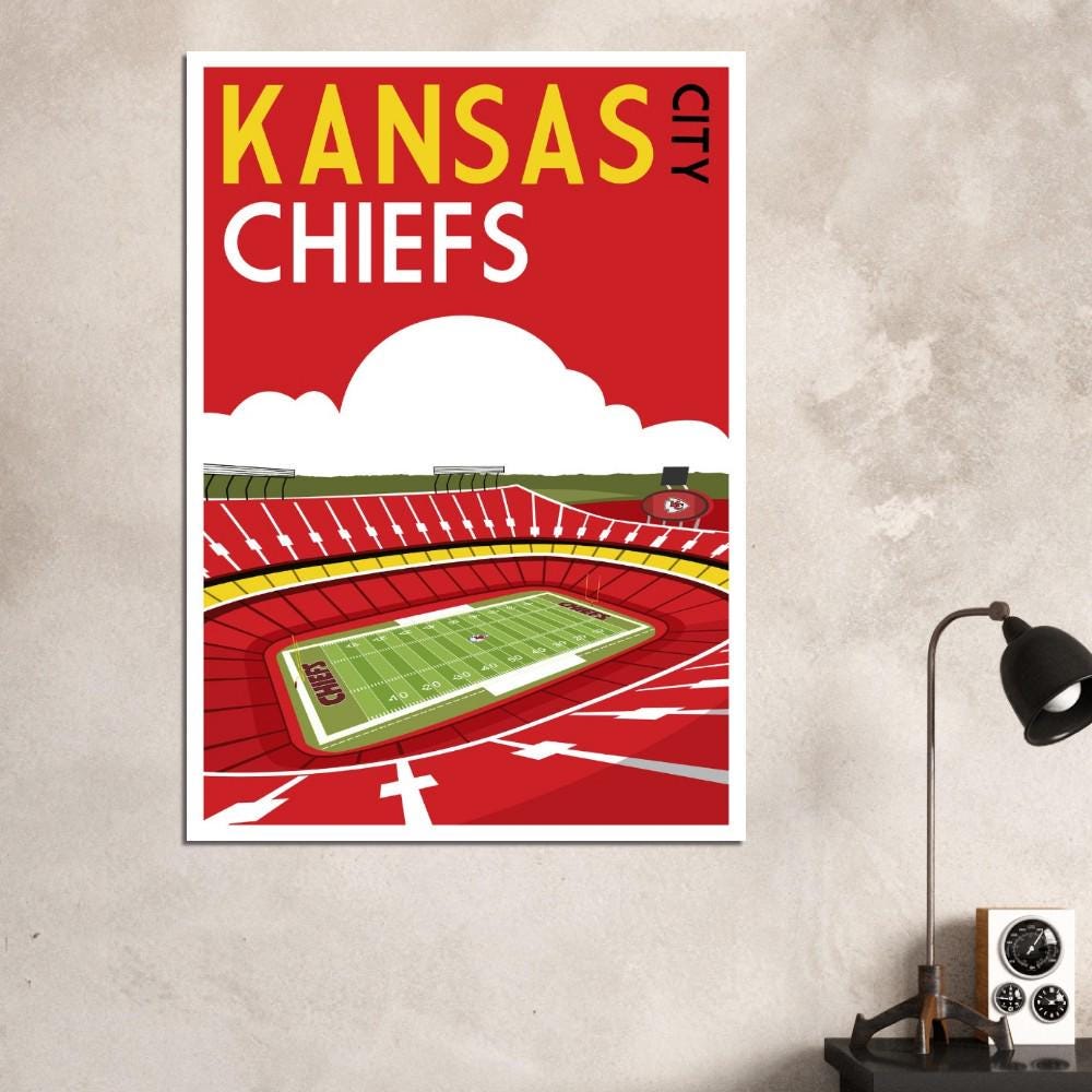 Kansas City Chiefs, Arrowhead Stadium - Retro art print poster
