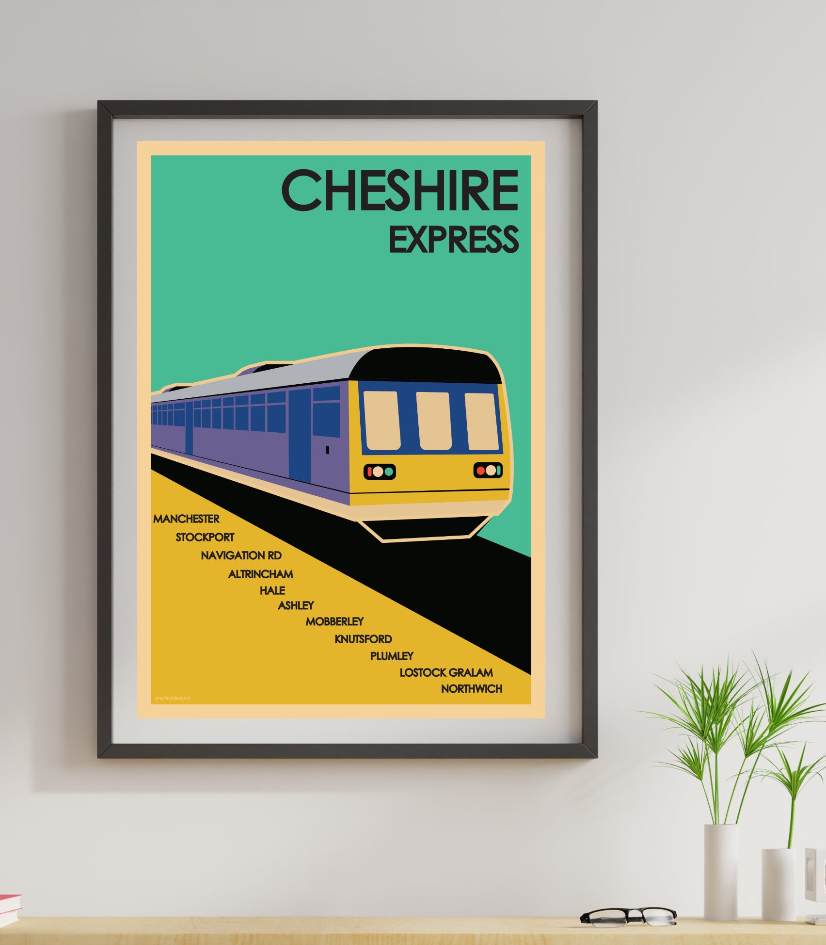 Cheshire Express Vintage Retro Travel Art Print Poster retro style home decor