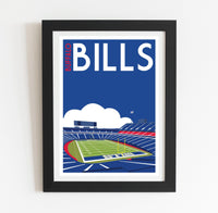 a framed poster of a football stadium