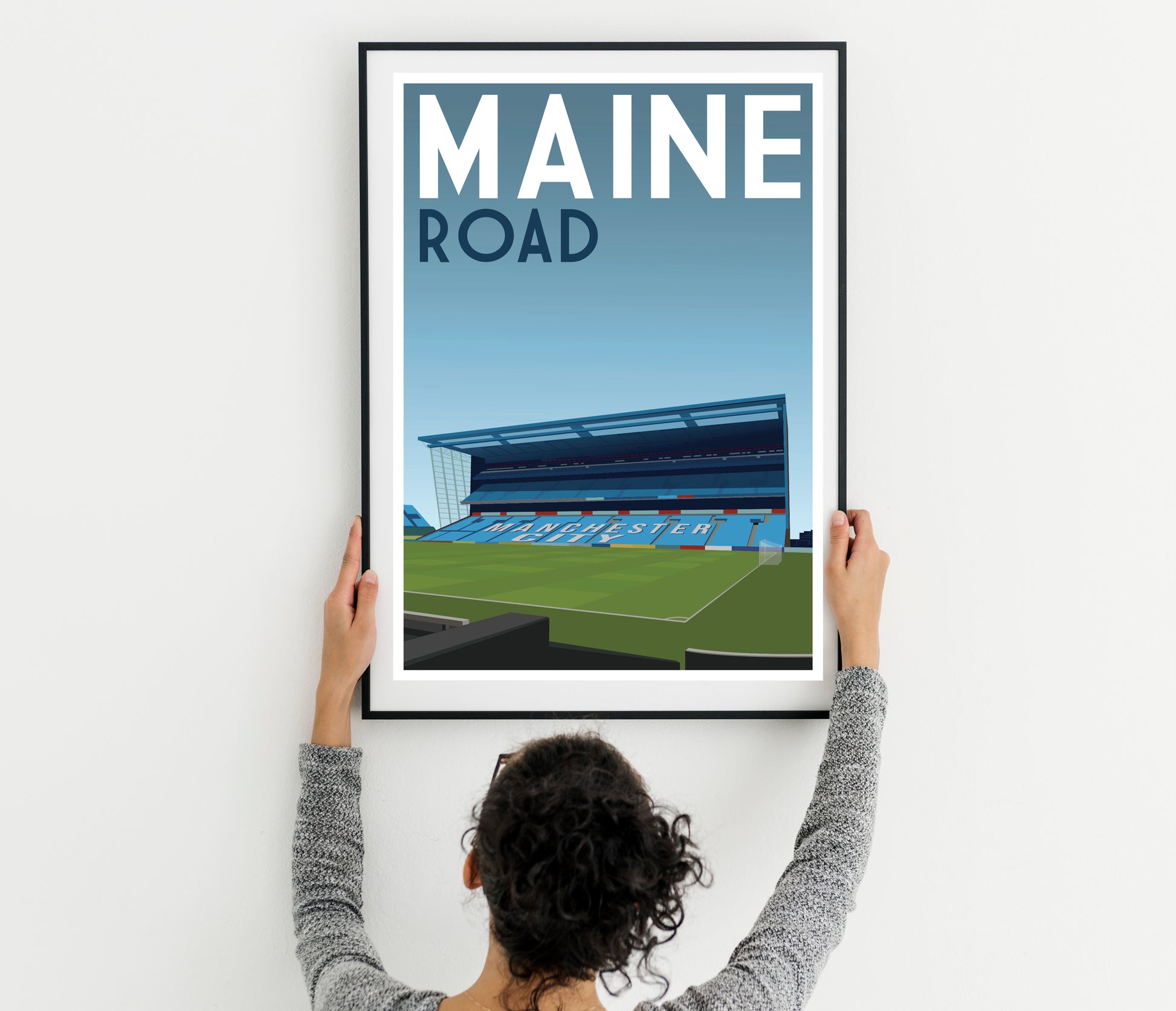 Manchester City Maine Road Kippax Vintage Art Print Poster | MCFC