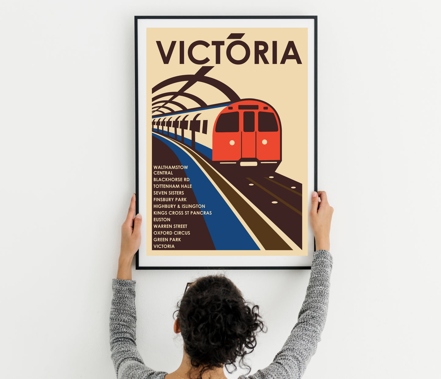 London Underground Tube line artwork, Victoria Line, vintage style