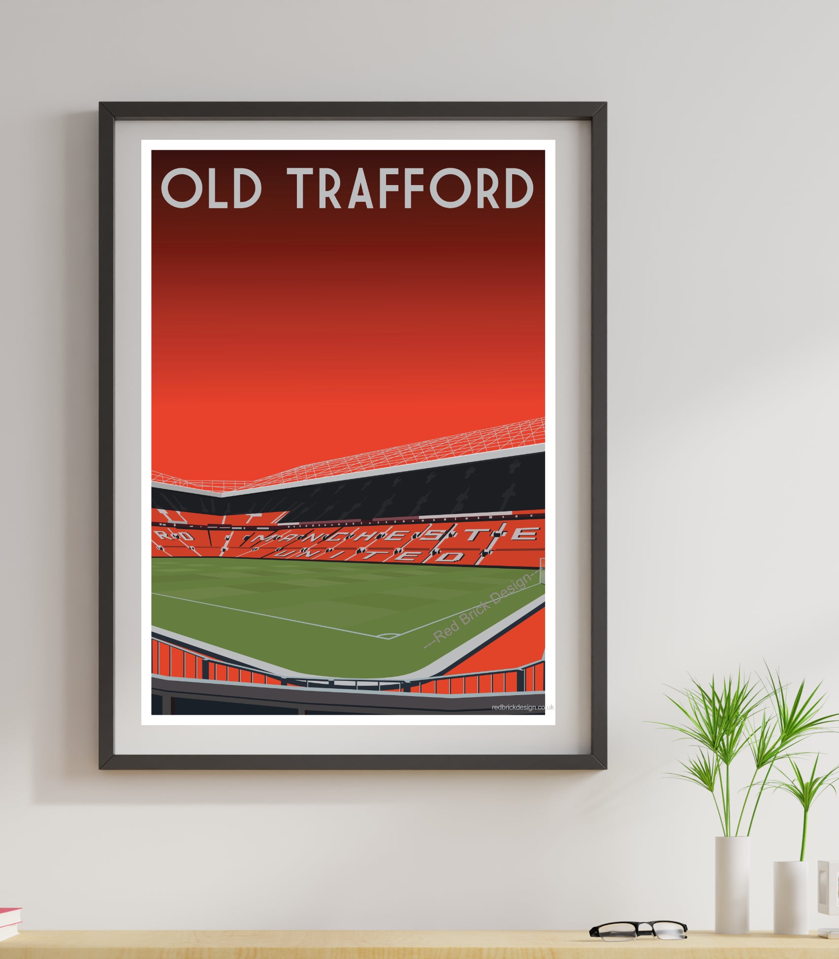 Manchester United Old Trafford Vintage Art Print Poster retro style vintage poster