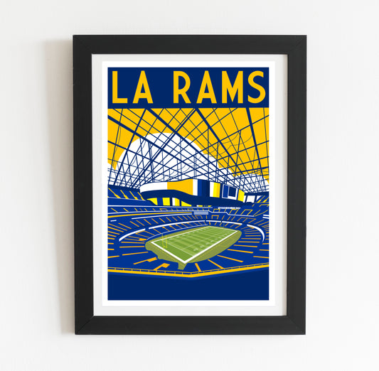 a picture of a tennis court with the words la rams on it