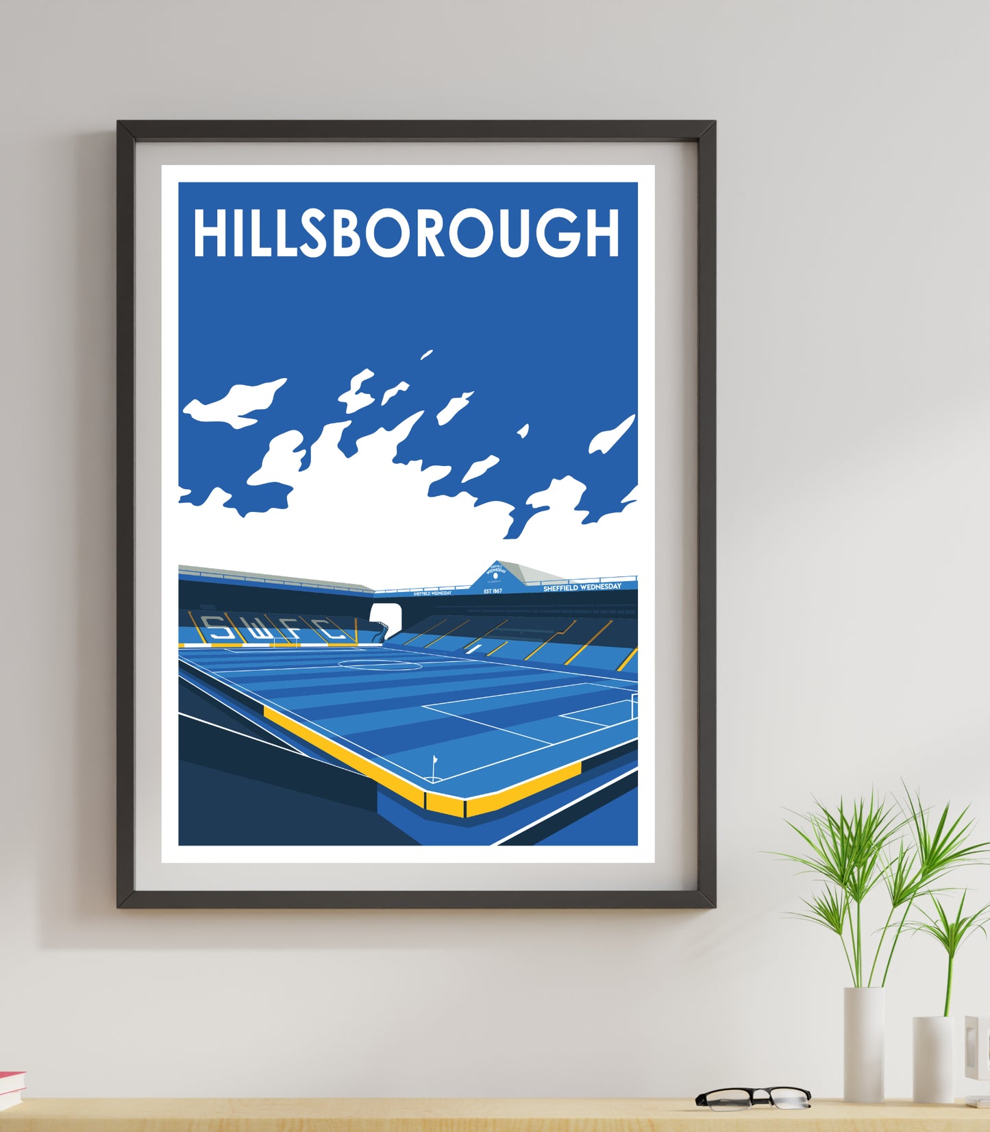 Sheffield Wednesday, Hillsborough Retro Art Print Poster home decor