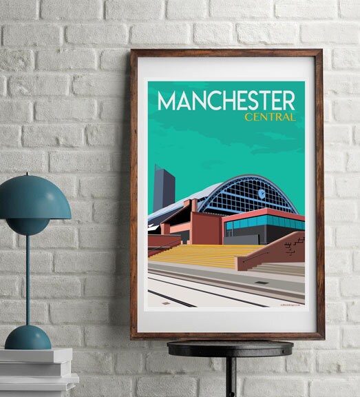 Retro Travel Poster of Manchester Central