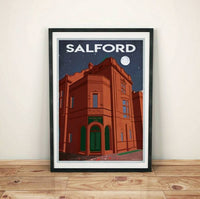 Retro minimalist art print of Salford Lads Club