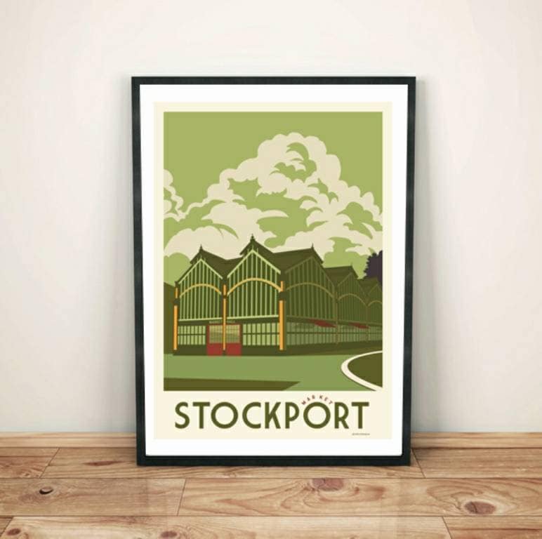 Vintage Stockport Market Travel Art Print Poster