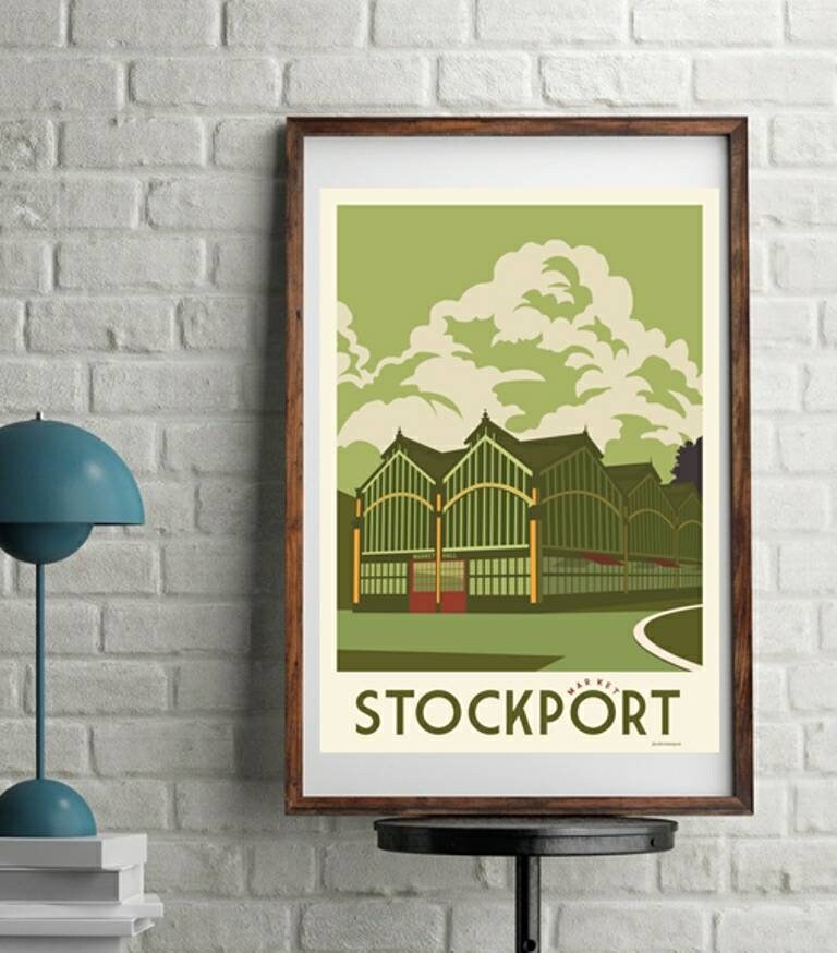 Vintage Green Stockport Market Print