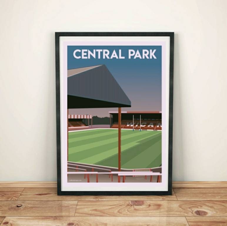 Vintage Wigan Warriors Central Park Art Print Poster