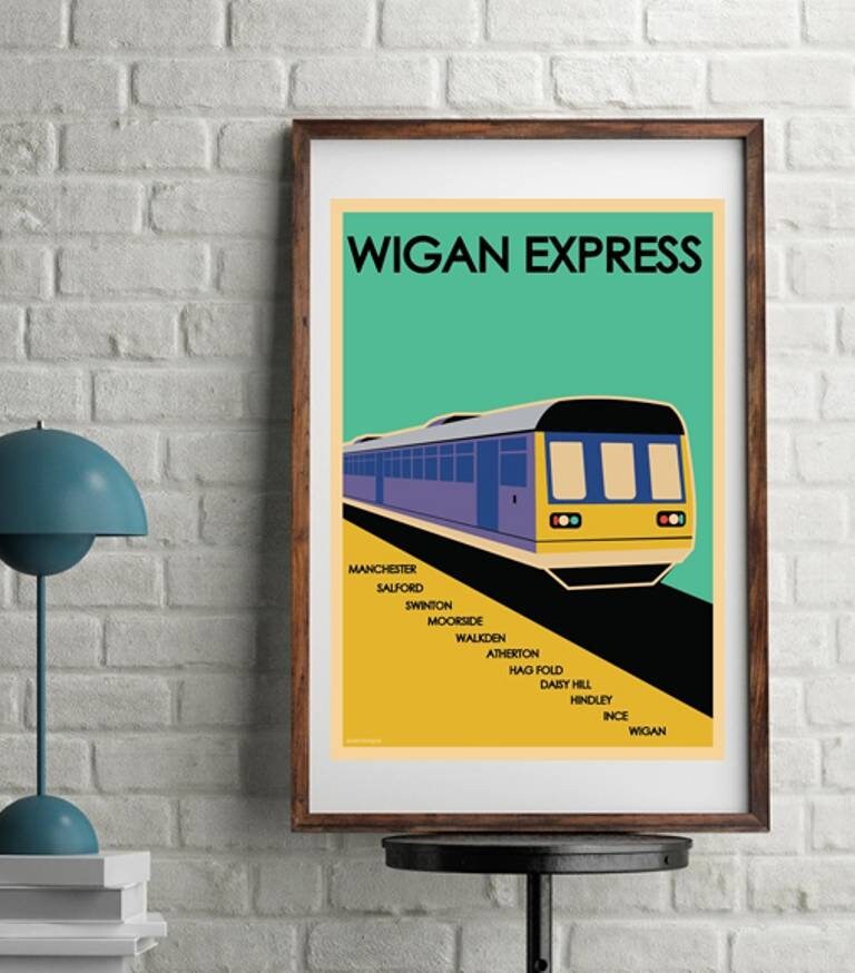 Wigan Express vintage retro travel art print