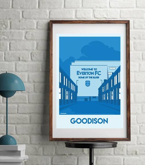 Goodison Park (Outside) Retro Vintage Print Poster