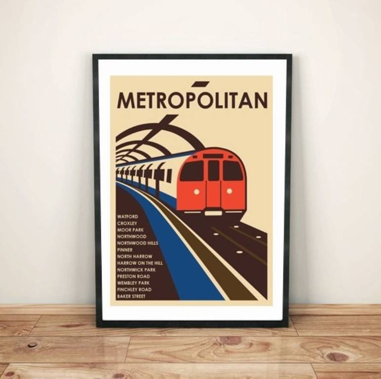 London Underground Tube retro travel artwork