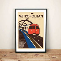 London Underground Tube retro travel artwork