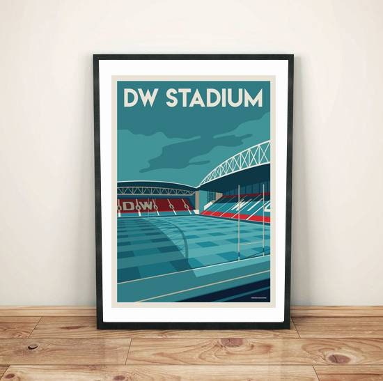 Retro Wigan Warriors DW Stadium Art Print Poster