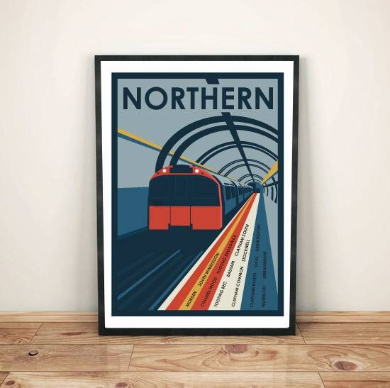 Northern Line South Vintage Travel Print Poster