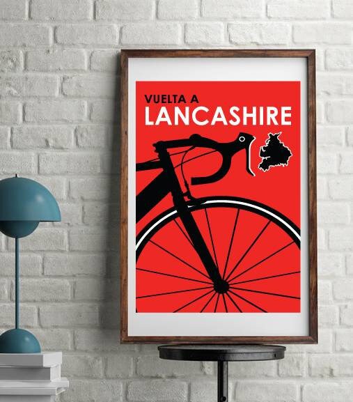 Retro Lancashire cycling route poster