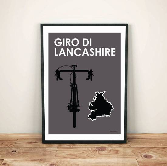 Giro di Lancashire vintage cycling art print poster