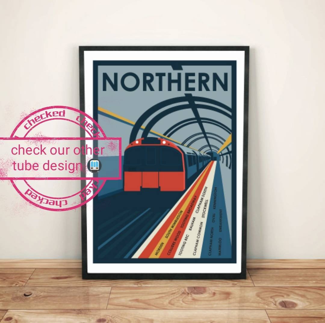 London tube station retro art poster Vintage Travel Print for Home Decor