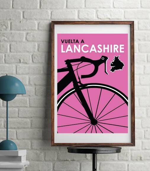 Retro Lancashire cycling route poster