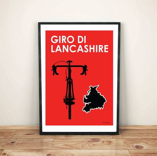 Retro Lancashire cycling route poster