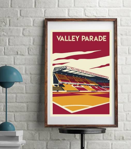 Bradford City Stadium Vintage Poster