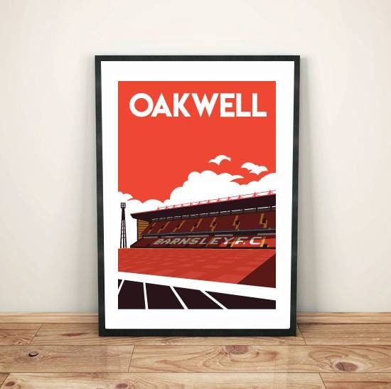 Oakwell Retro Design Football Stadium Art Poster