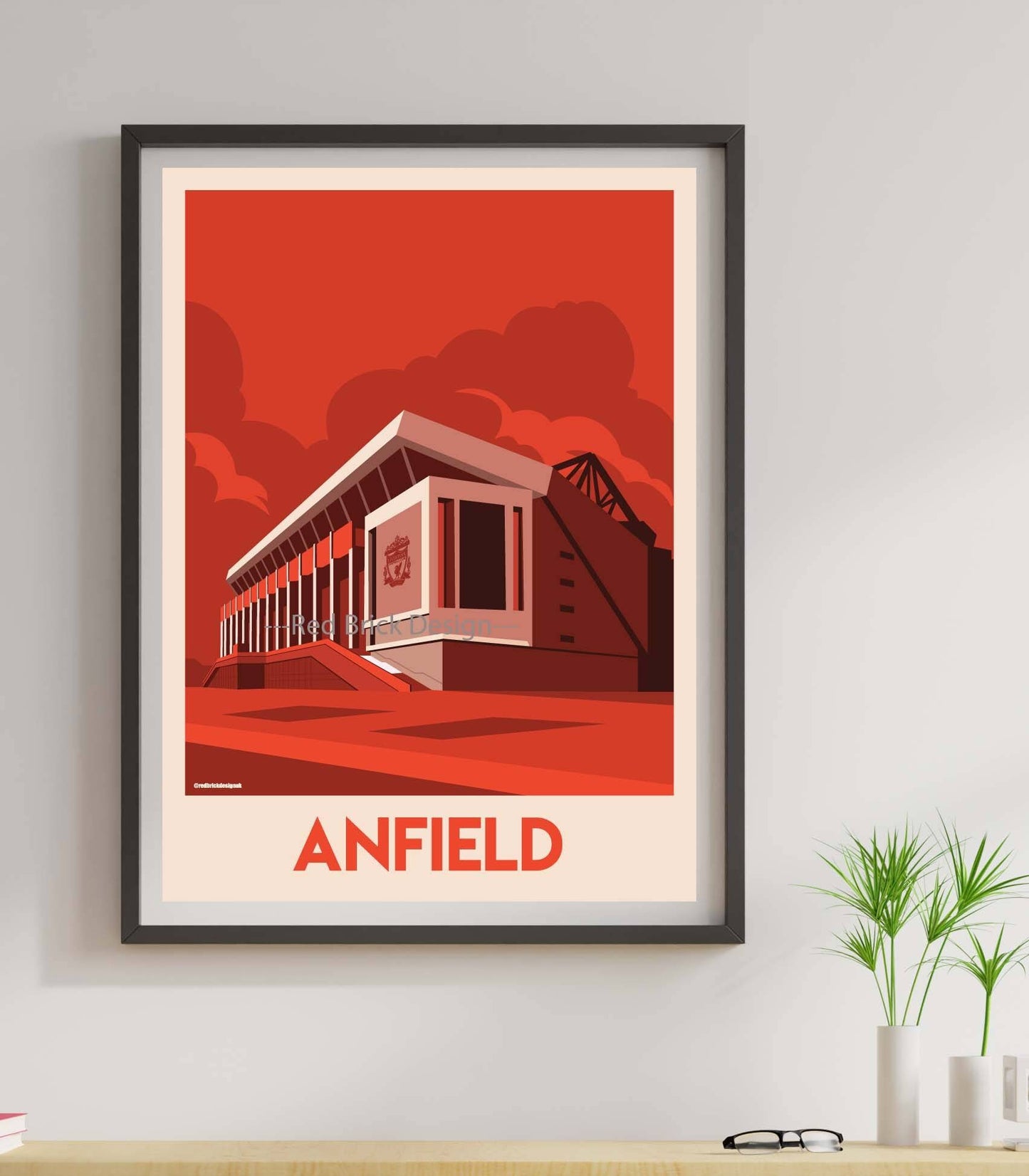 Anfield Liverpool FC retro vintage football stadium art print