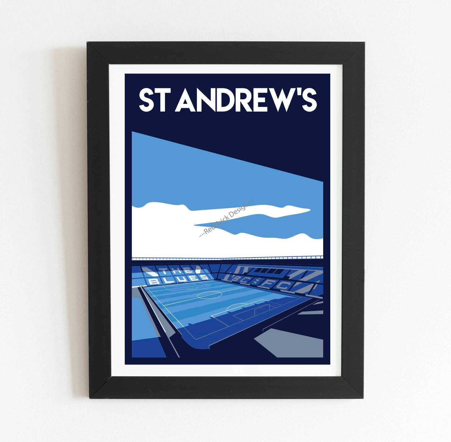 Birmingham City St Andrew's Retro Football Stadium Art 