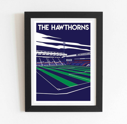 West Bromwich Albion Hawthorns Retro Poster