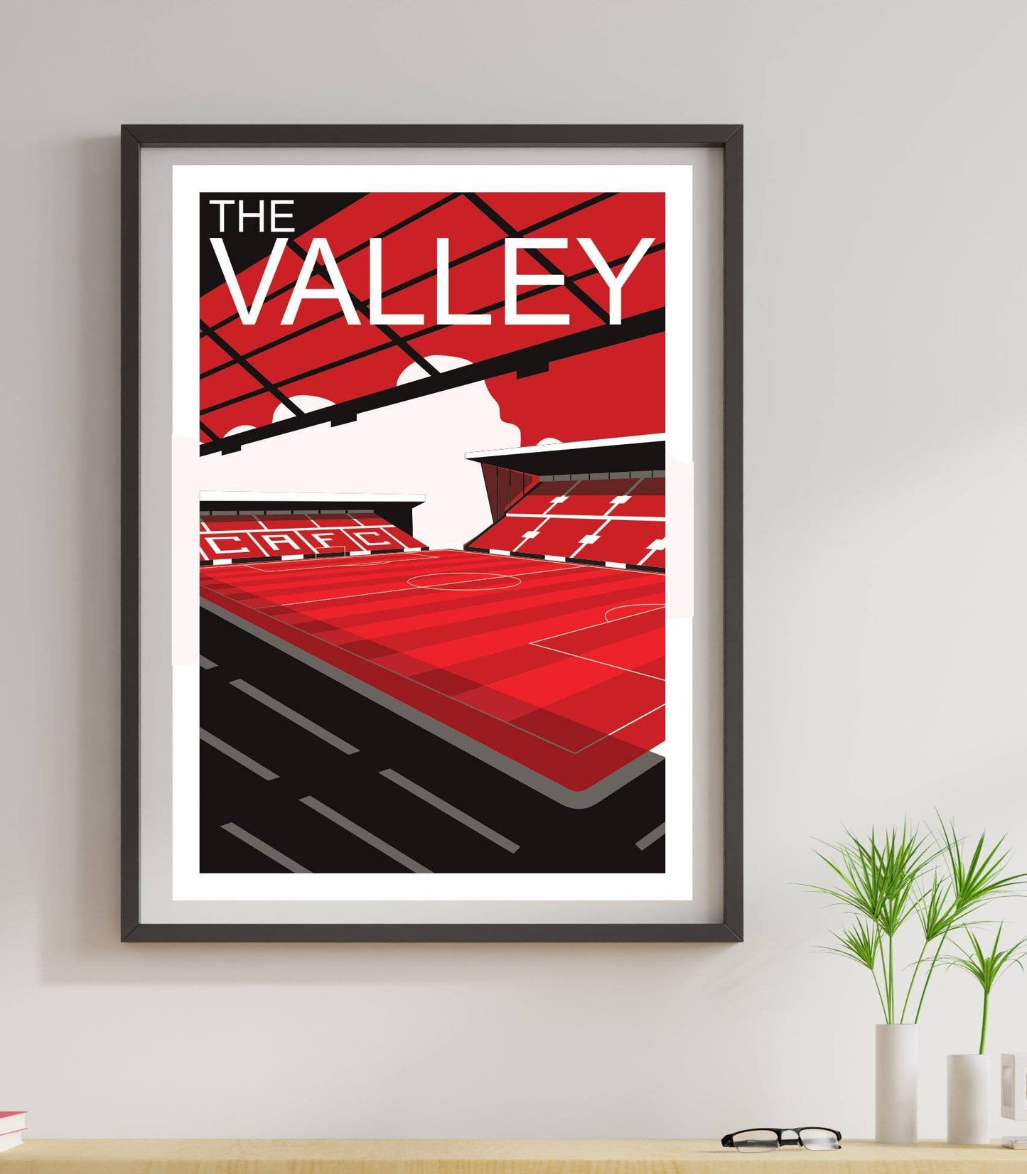 Retro football ground art print of The Valley