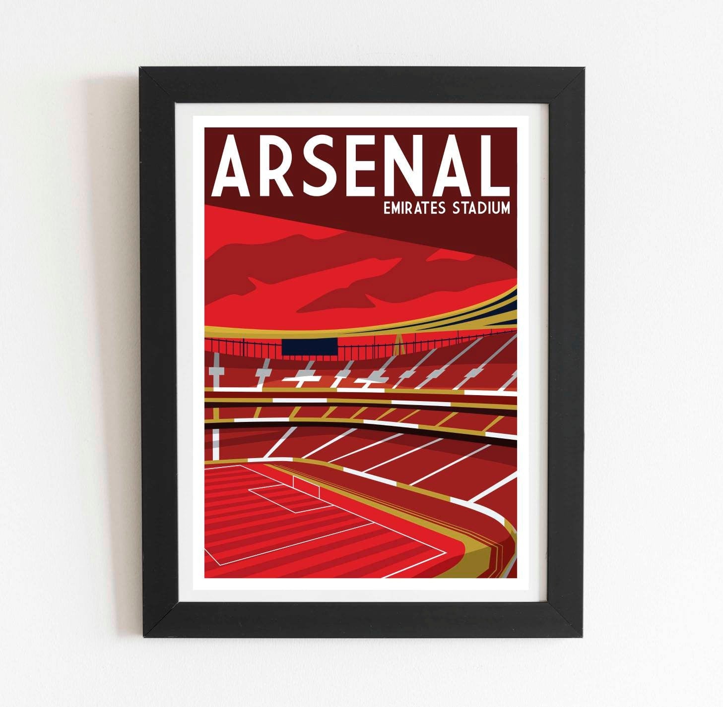 Arsenal FC Emirates Stadium retro football stadium art print poster