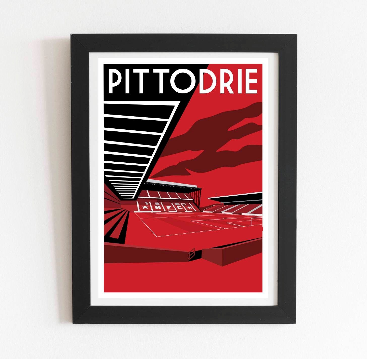 Retro Pittodrie Stadium art print poster