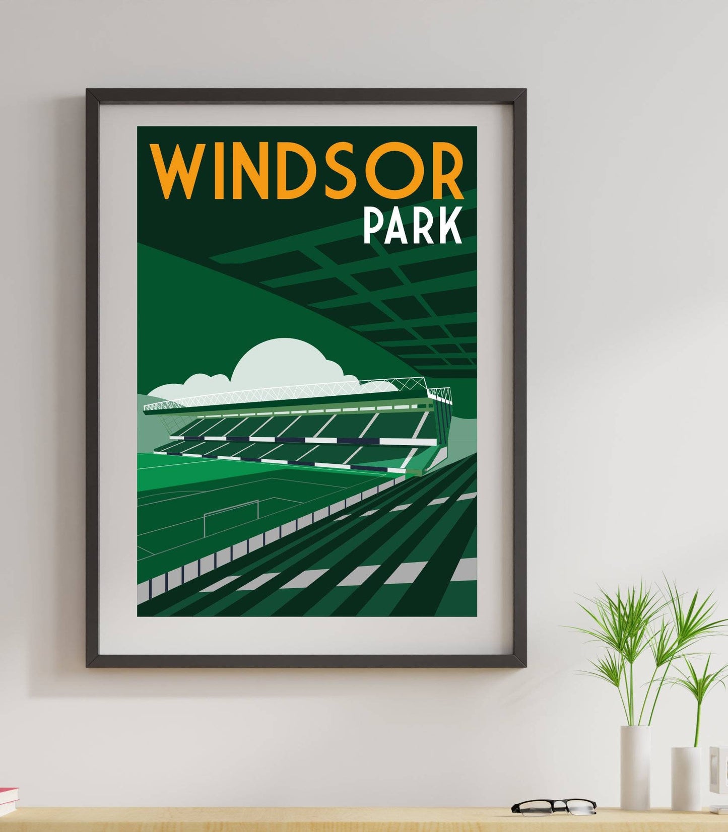 Retro art print of Northern Irish football venue