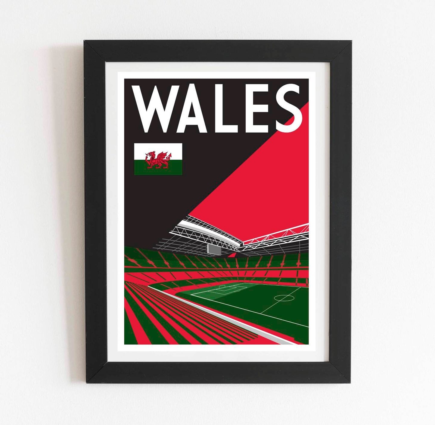 Wales Principality Stadium retro art print poster