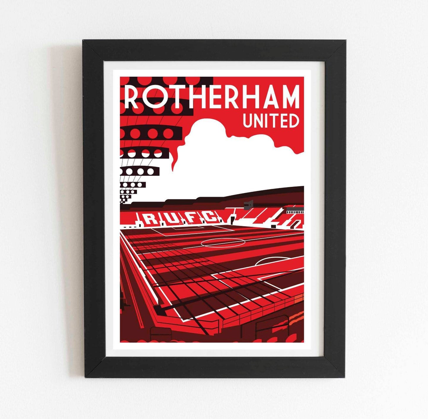 Rotherham United Stadium Retro Art Print Poster