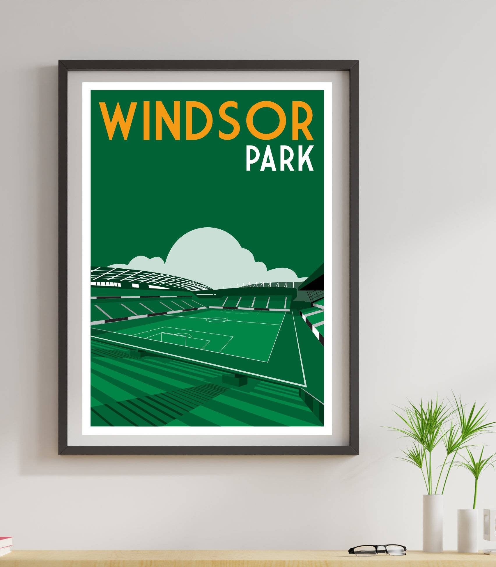 Retro art print of Northern Irish stadium